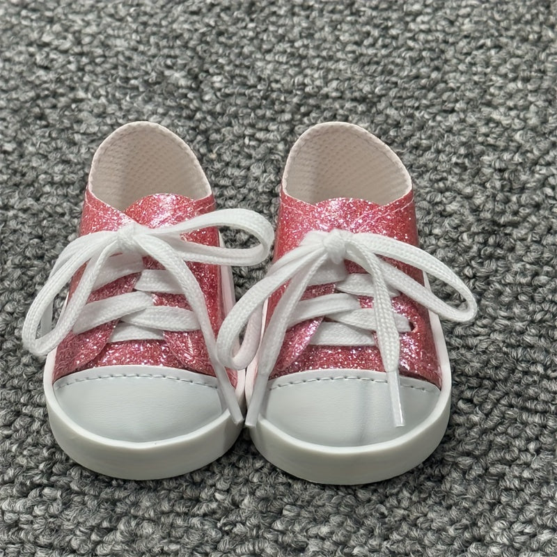 Fluorescent PU Leather Doll Shoes Low Top Sneakers for American Doll