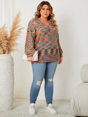 Heathered Lantern Sleeve V Neck Sweater