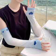 Heart Print Sunproof UV Protection Gloves for Women