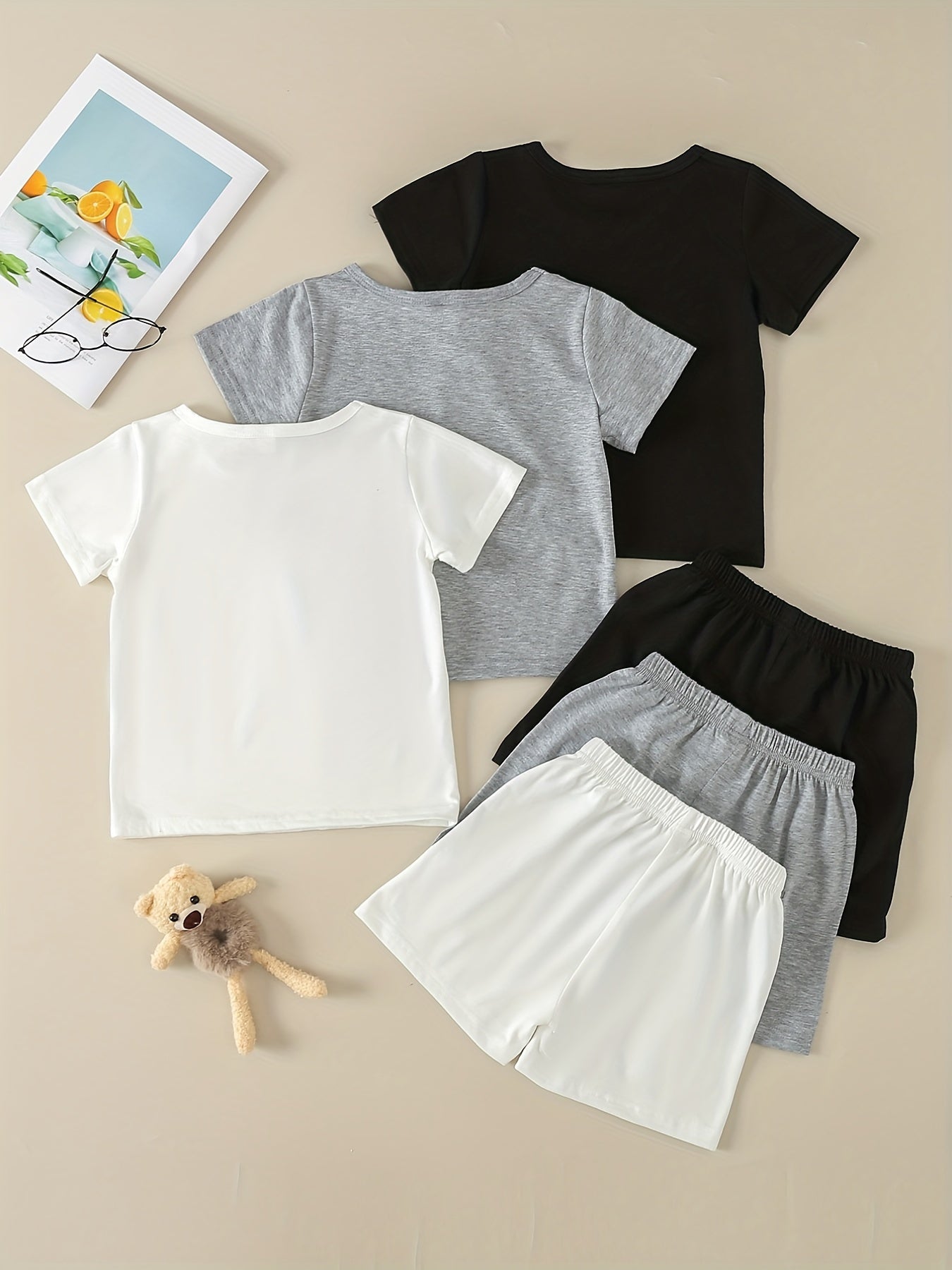 Girls' Casual Shorts & Tees Sets Elastic Waist Shorts Kids Sports Clothes