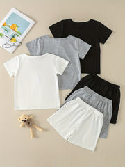 Girls' Casual Shorts & Tees Sets Elastic Waist Shorts Kids Sports Clothes