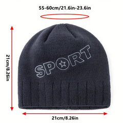 SPORT Letter Knitted Hat Outdoor Beanie Cycling Ear Protection