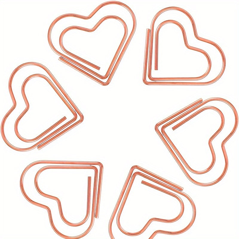 30pcs Rose Golden Heart Paper Clips Small Paper Clips For Office Supplies
