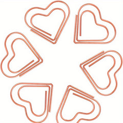 30pcs Rose Golden Heart Paper Clips Small Paper Clips For Office Supplies