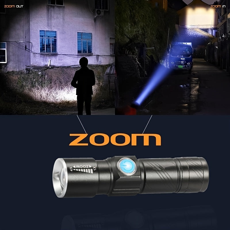 LED Bike Light Kit USB Rechargeable Front & Rear Zoomable Lights