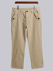 Men's Casual Trousers Streamer Buttons Decorative Pockets Business Pants