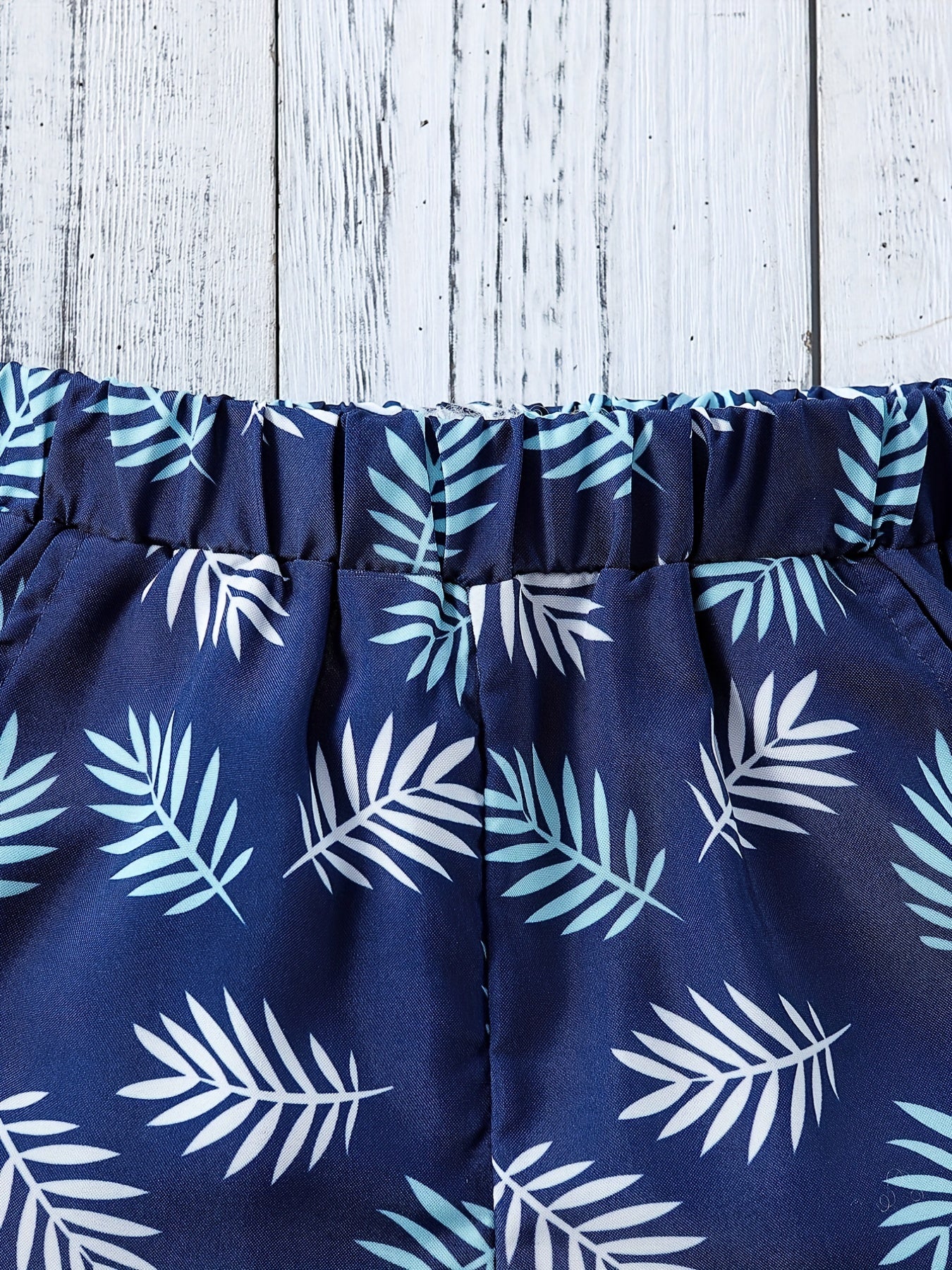 Boys Leaf Print Shorts for Vacation Beach Kids Summer Clothes
