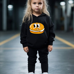 OERYUI Burger Print Hooded Pullover Pants Set For Sports