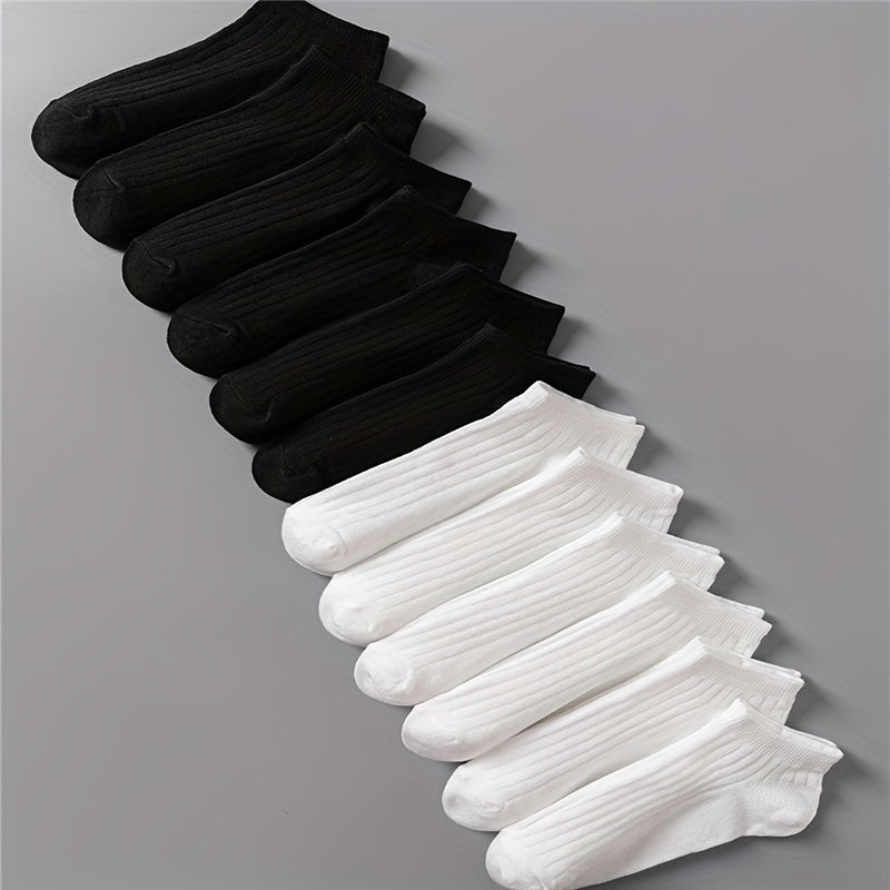 12 Pairs Solid Ribbed Socks All Match Women's Stockings