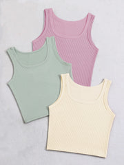 Sleeveless Bodycon Tank Top Set High Stretch Sexy Summer Women's Clothing