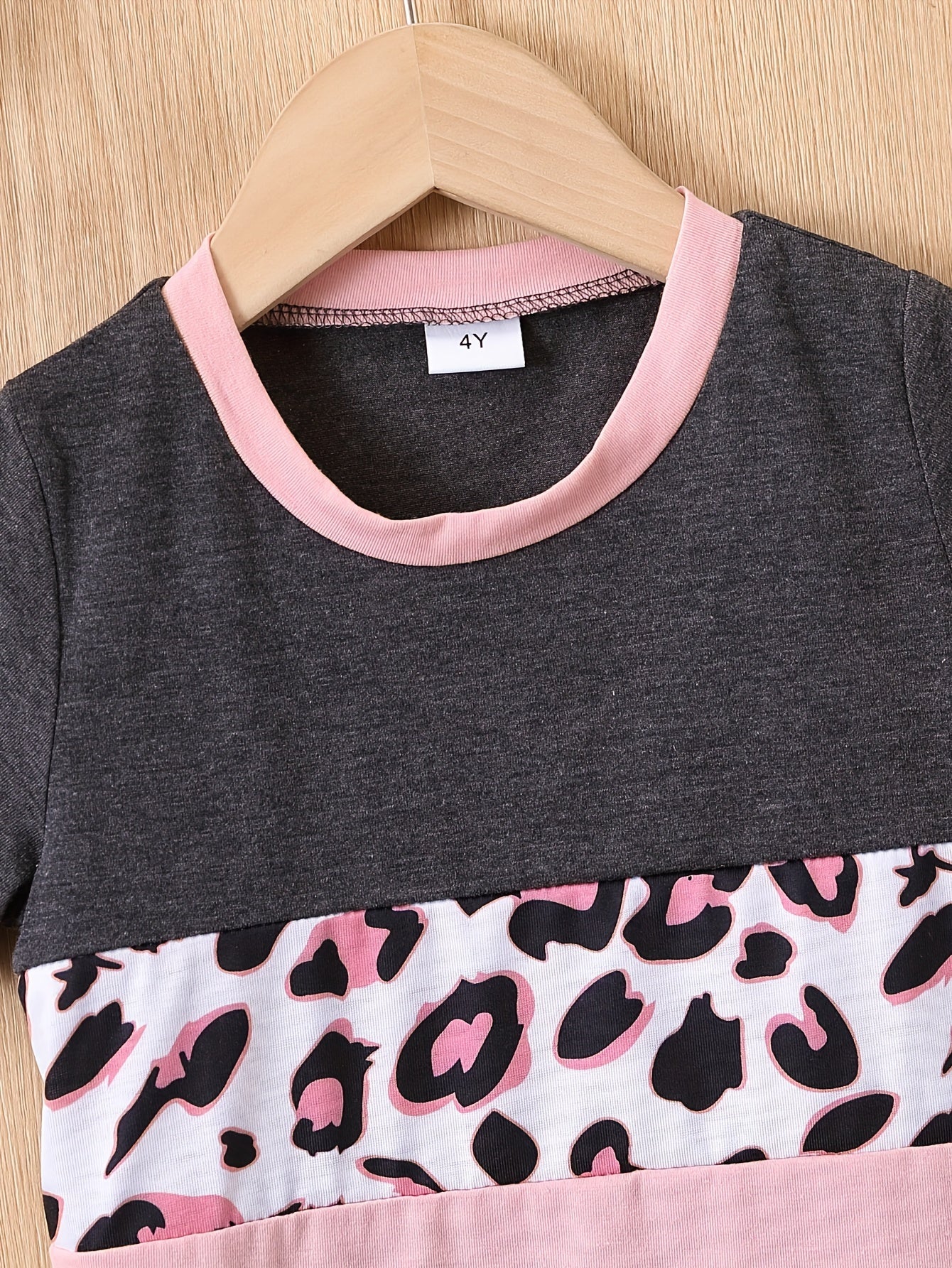Toddler Girls Leopard Print Round Neck Dress For Party