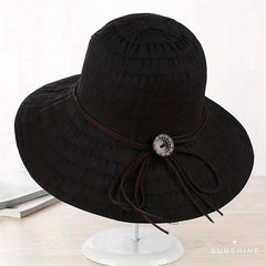 Foldable Sun Hat Bow Decor Cotton Bucket Hat Breathable