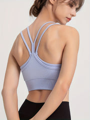 Spaghetti Strap Sports Bra Beauty Back Fitness Workout Running Crop Top
