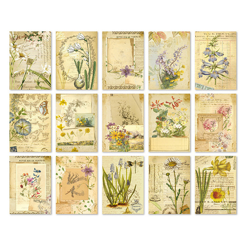 30pcs Vintage Flower Character Scrapbook Paper Set