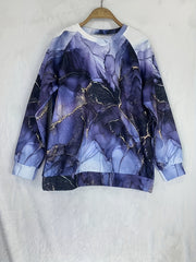 Marble Print Crew Neck Sweatshirt Women's Clothing