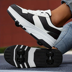 Girl's Roller Shoes Lace Up Comfy Detachable Wheel Skate Sneakers