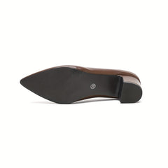 Retro Chunky Heel Slip On Shoes Pointed Toe Pumps