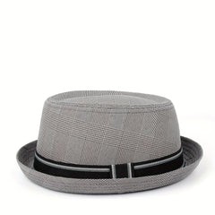 Men Fedora Hat Flat Pork Pie Hat For Gentleman Dad Bowler Porkpie Jazz Hat