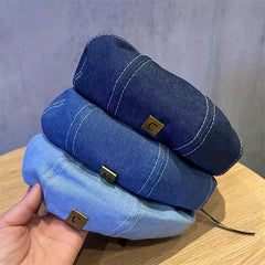 Denim Beret C Label Decor Classic Beret Cap