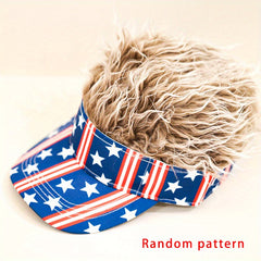 American Flag Star Stripe Basebal Cap Men's Wig Cap