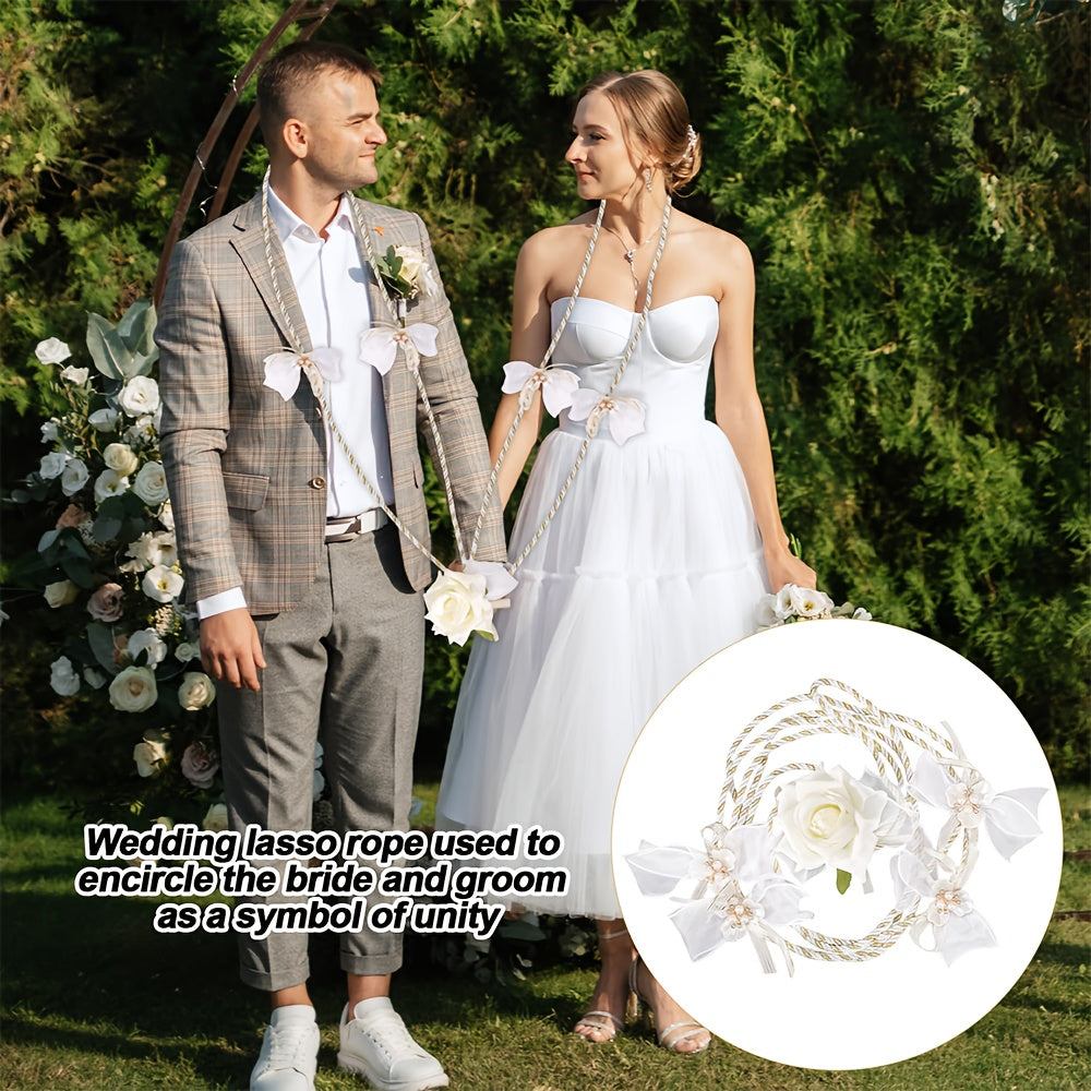 Custom Embroidered Wedding Lasso - Eternal Love Floral Design