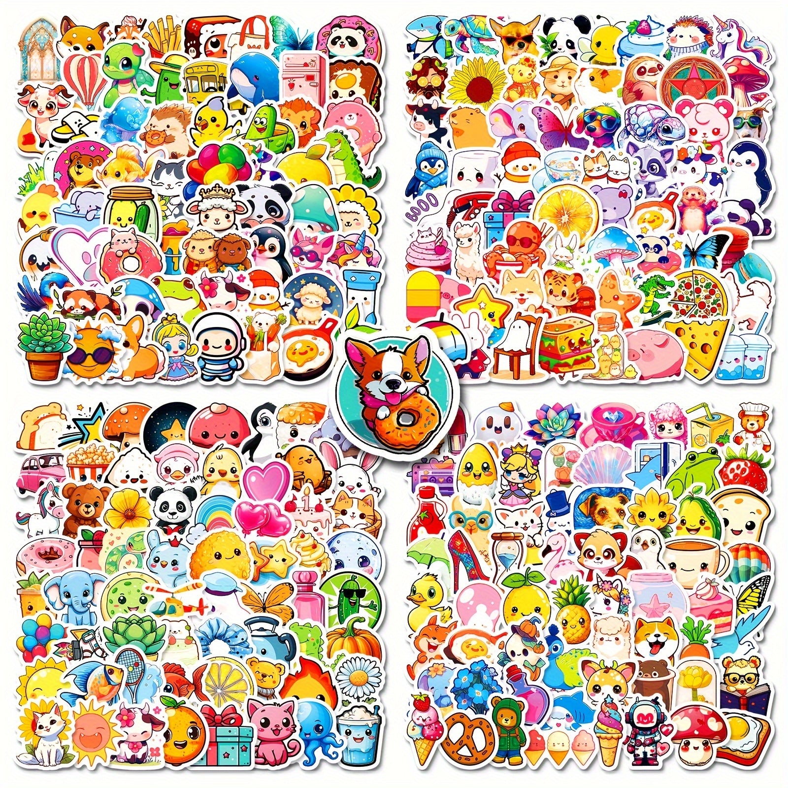 300pcs Small Fresh Stickers Mixed Cartoon Stickers for Water Bottle Phone