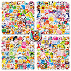 300pcs Small Fresh Stickers Mixed Cartoon Stickers for Water Bottle Phone