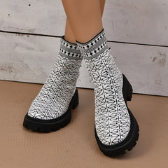 High Chunky Heeled Running Shoes Anti-slip Knit Leisure Sports