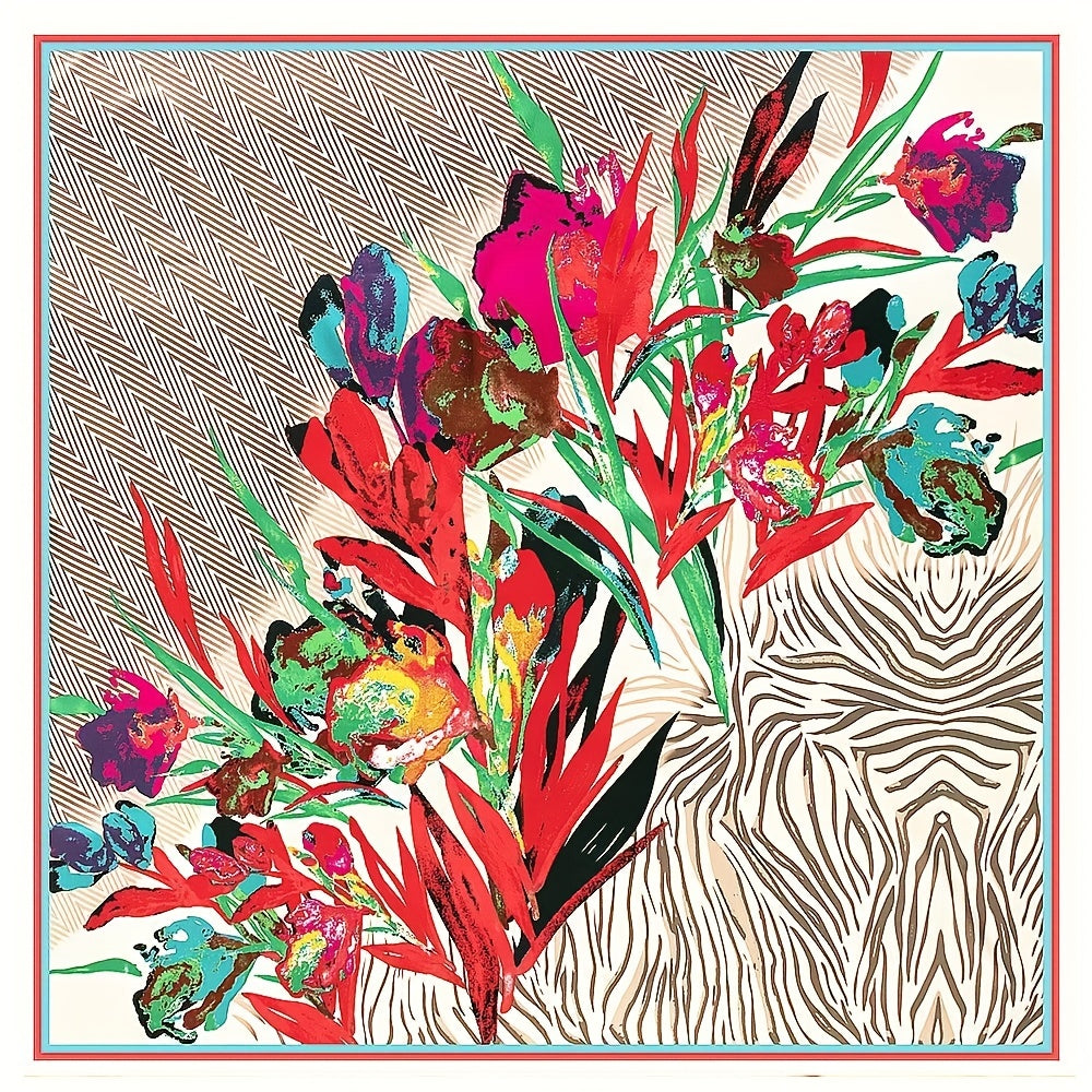 Flower & Chevron Bandana Silk Tube Top Scarf Wrap