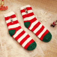 6 Pairs Christmas Fuzzy Socks Cozy Mid Tube Women's Stockings
