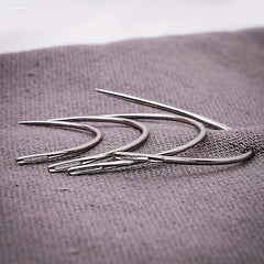 4pcs Silvery Big Eye Hand Sewing Needles For Craft Curved Needle Doll Repair