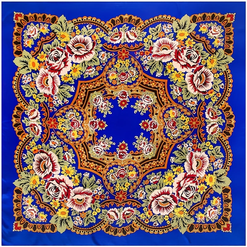 Boho Print Satin Scarf Silk Feeling Square Scarf
