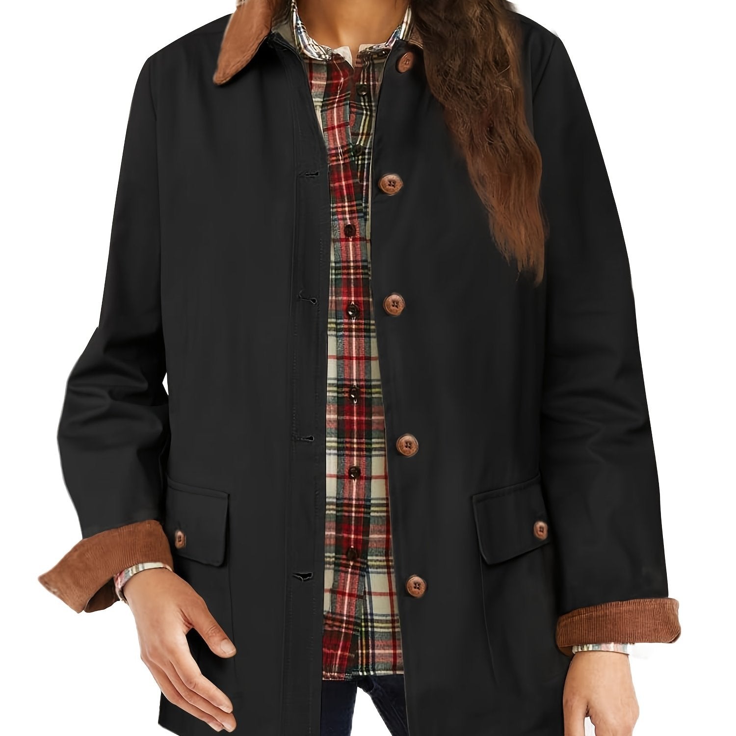 Button Front Jacket Collar Outerwear Spring Fall Women's Clothing