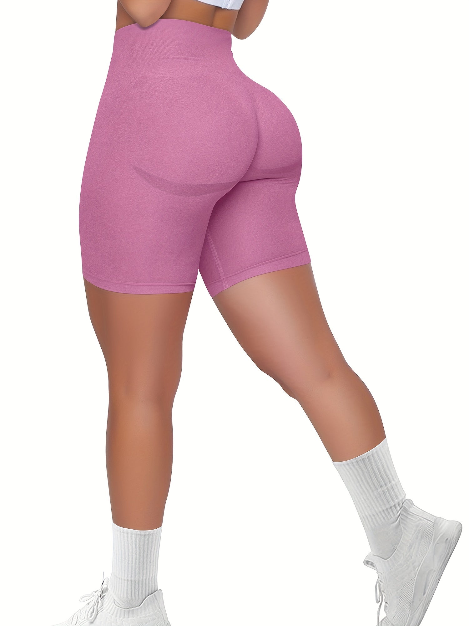 High Waist Butt Lifting Biker Shorts Tummy Control Yoga Gym Shorts