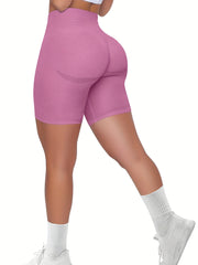 High Waist Butt Lifting Biker Shorts Tummy Control Yoga Gym Shorts
