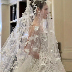 Cathedral Wedding Veil with Butterfly Lace Train