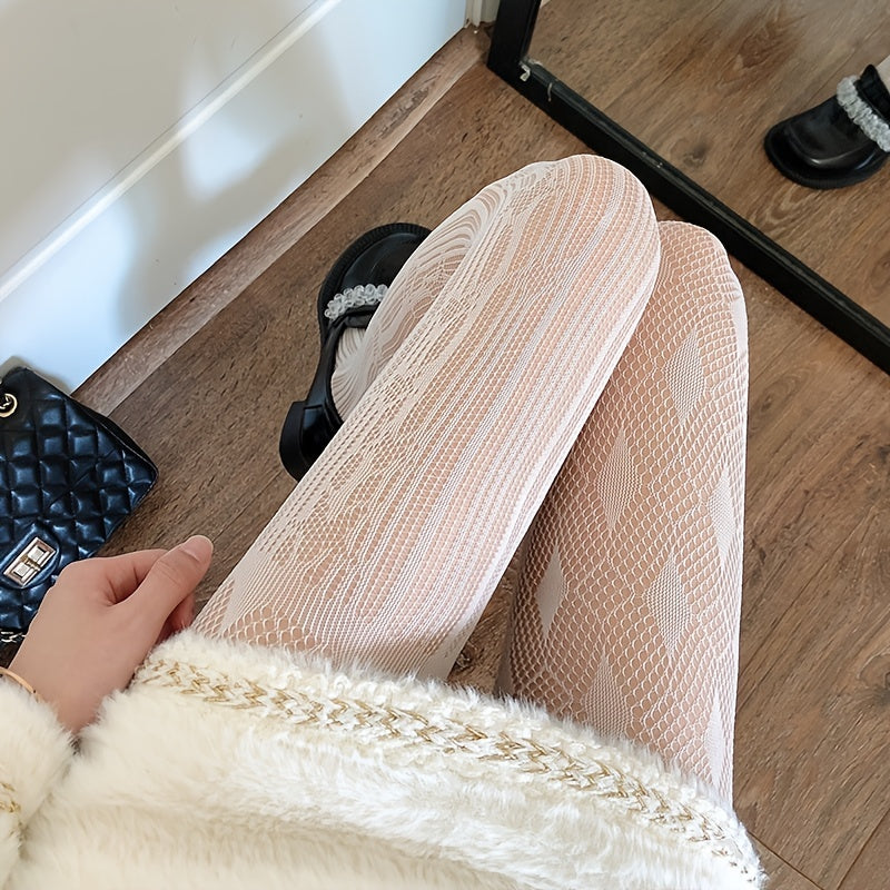 High Waist Fishnet Tights Geometric Pattern Mesh Pantyhose