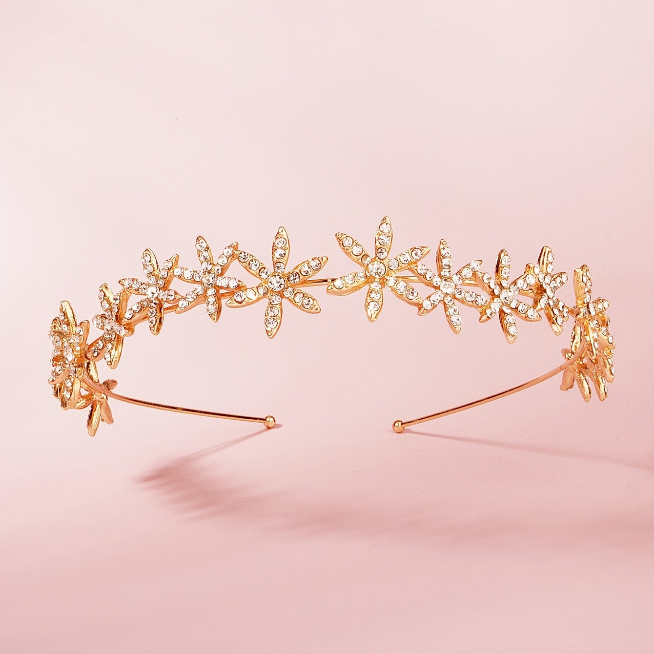 Rhinestone Crystal Tiara Crown for Women - Rose Golden