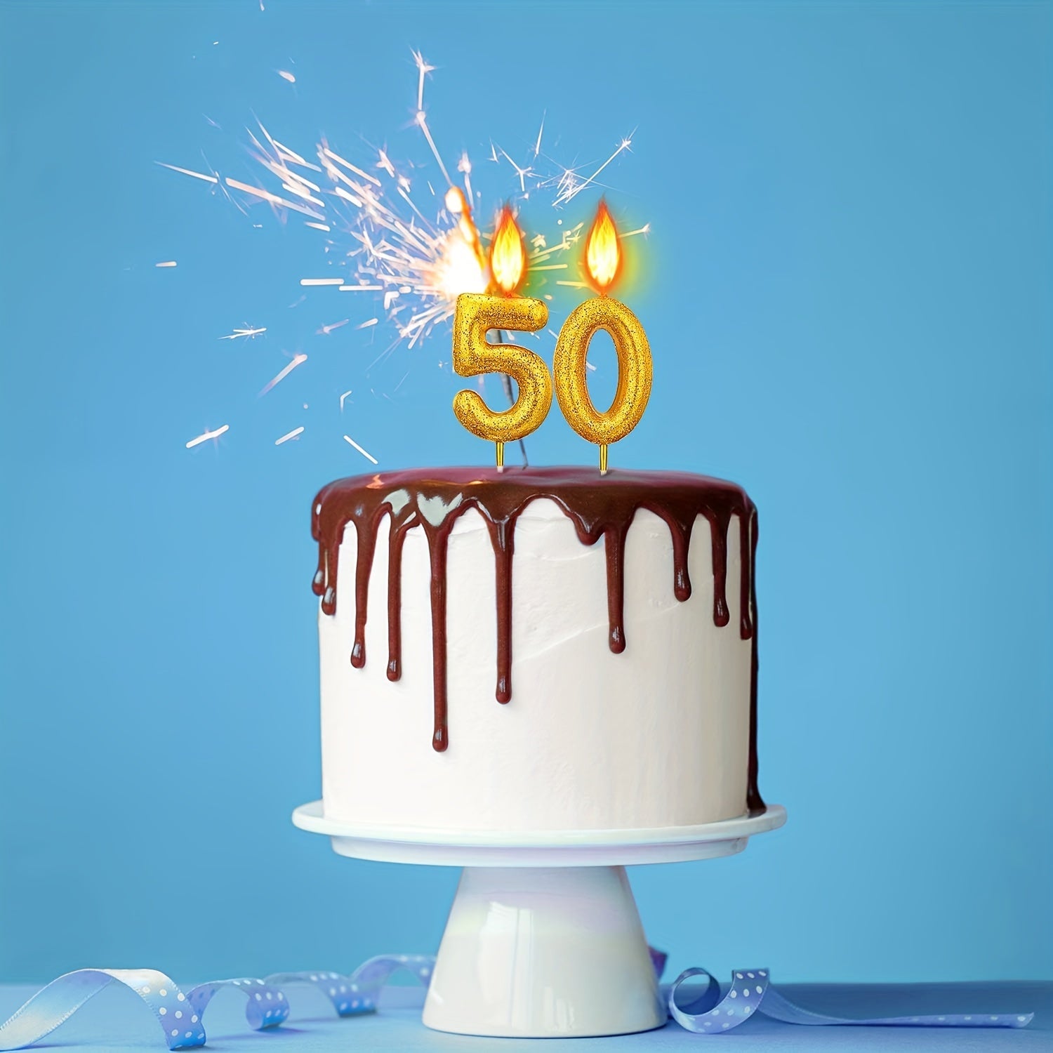 10pcs Number Candles Birthday Cake Candles 0-9 Glitter Numeral Candle