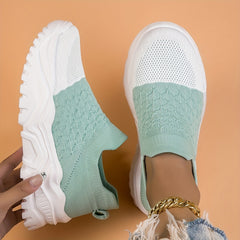 Two Tone Chunky Sneakers for Women Slip On Comfortable Walking Shoes