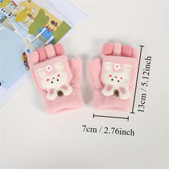 Winter Kids Half Finger Gloves Bunny Point Girls Boys