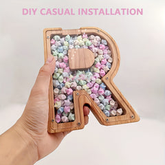 Personalized Wooden Letter Piggy Bank for Kids Boys Girls