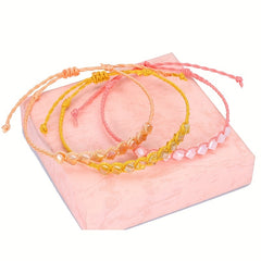 Crystal Charm Friendship Bracelet Hand Woven Rope for Friends