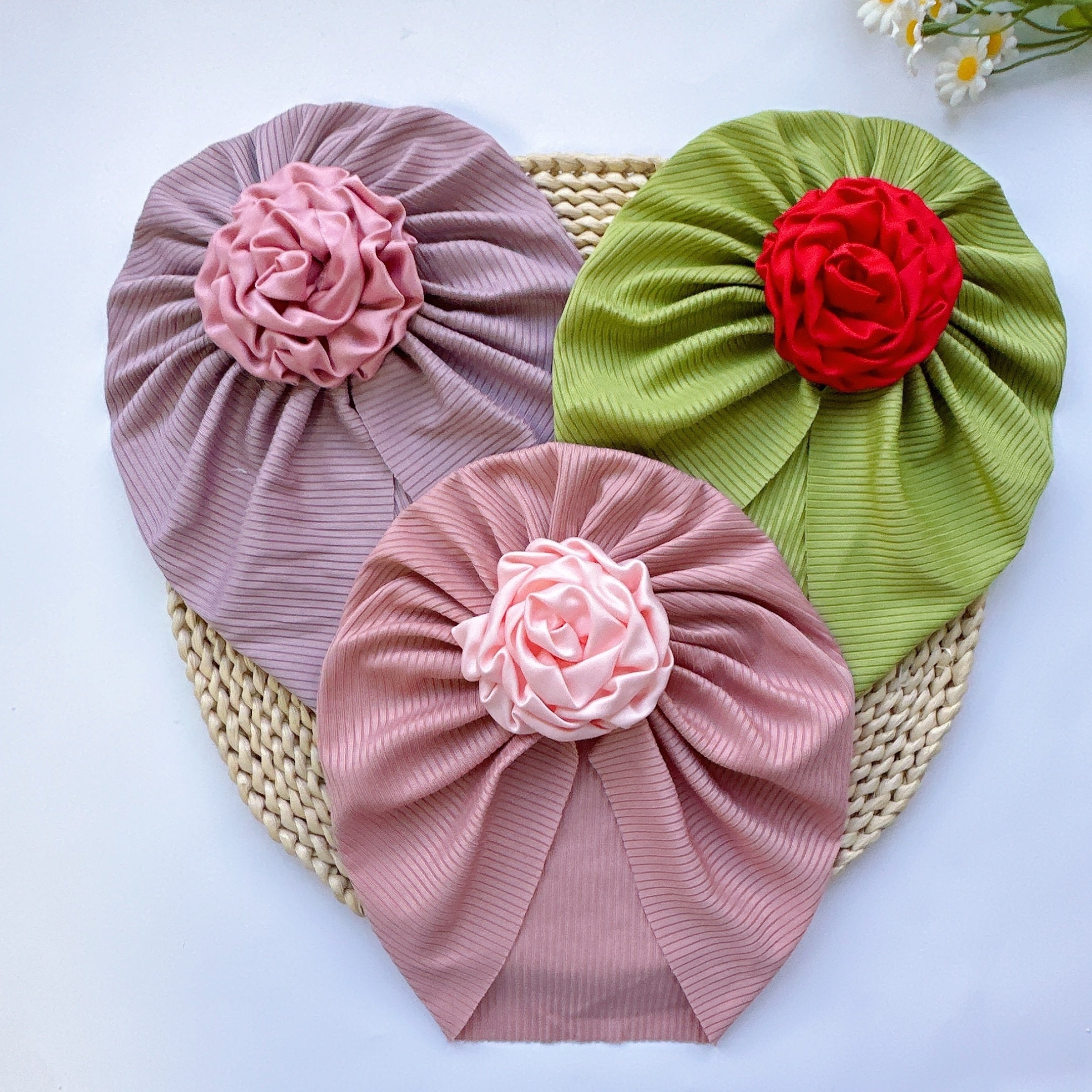 Soft Elastic Strip Flower Baby Hat For Girl