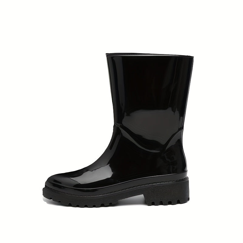Women's Waterproof Rain Boots Anti slip Chunky Heeled Outdoor Work Boots