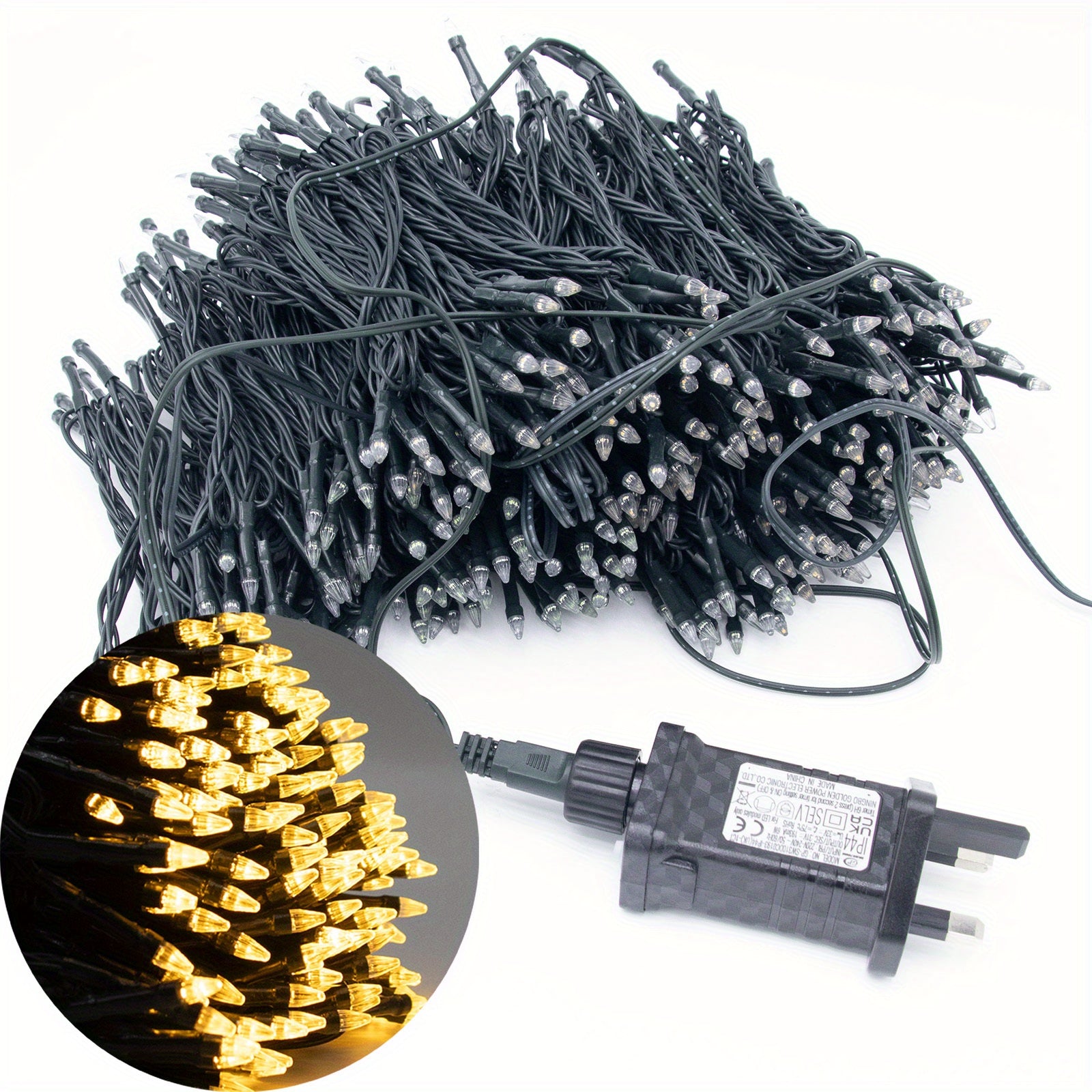 Christmas String Lights 20 12m 200LED Plug End 8 Modes Outdoor Indoor Fairy Ligh