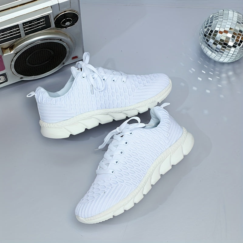Women's Breathable Woven Sneakers Casual Running Shoes Lightweight Low Top Shoes