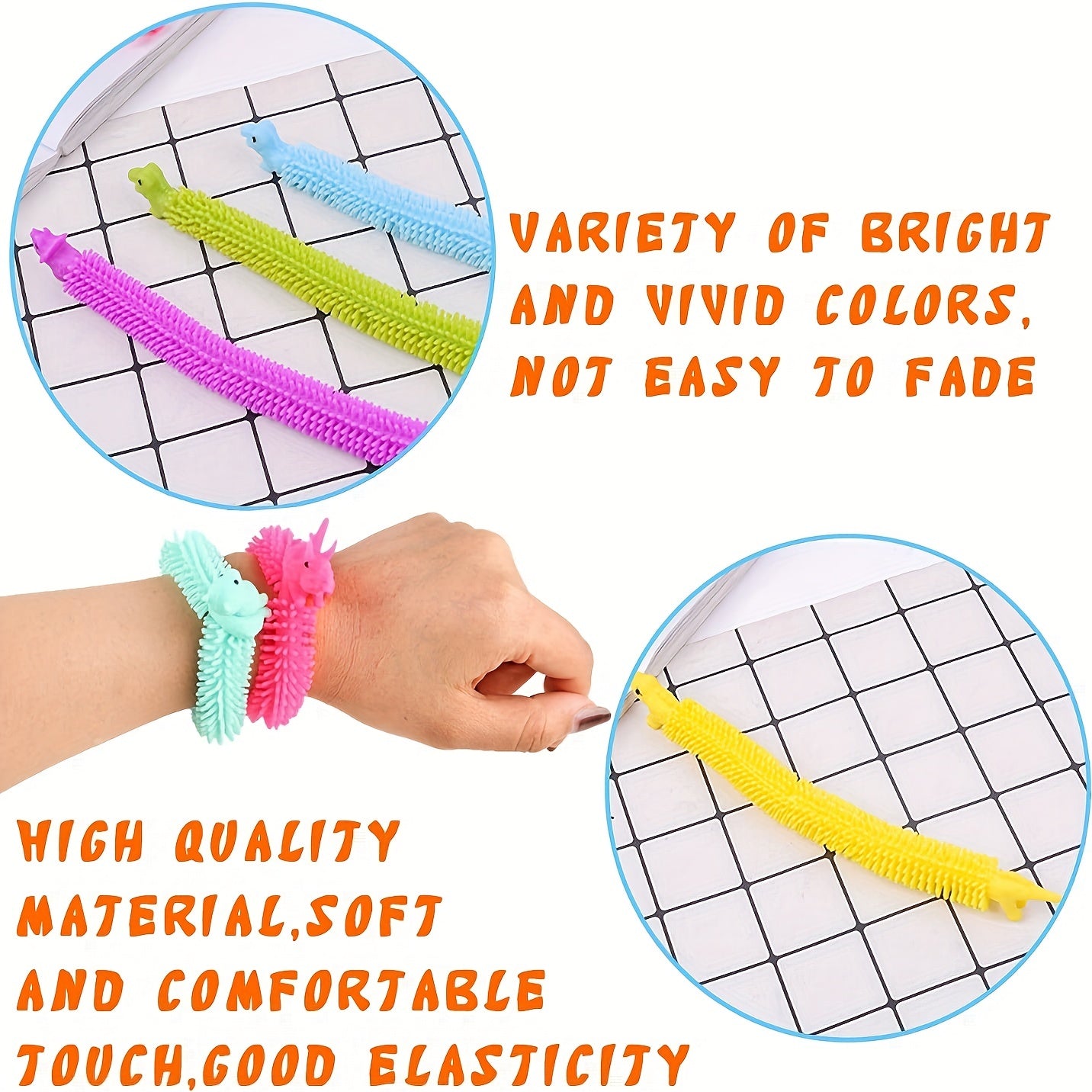 20pcs Dinosaur Sensory Noodle Stretchy String Fidget Toys for Stress Relief