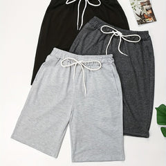 3 Pack Dual Pockets Drawstring Shorts Women's Clothing