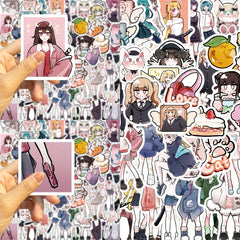 60pcs Cartoon Flower Girl Graffiti Stickers Waterproof DIY Sticker Pack